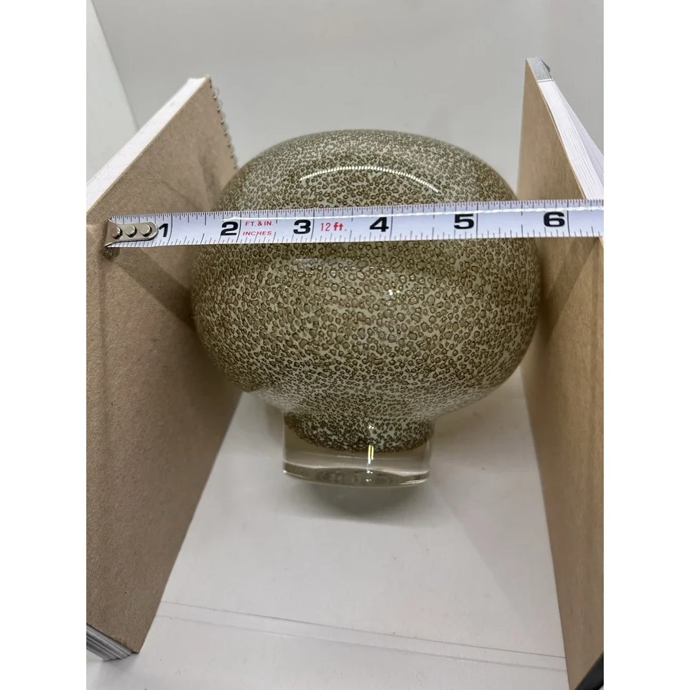 West Elm Art Glass Bubble Vase Brown Speckled Round Globe Decorative Vessel